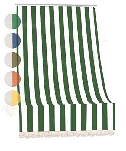 Tenda da Sole da Veranda e da Giardino in Tessuto Resistente, Ombreggiante, Idrorepellente, Protezione dai Raggi UV - Tenda a Caduta Fantasia Rigata (200x300 cm, Verde)