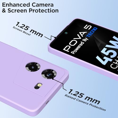 Image of Outlouders Back Cover for Techno Pova 5 / Techno Pova 5 Pro 5G | Camera Protection | Durable Soft Matte Silicone Bumper Case (Purple)