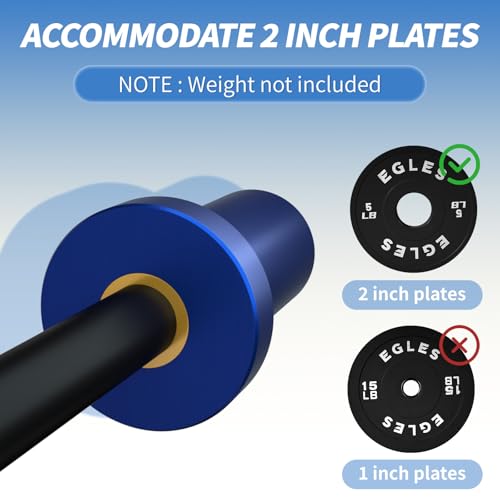 EGLES Kids Barbell 5.5LB Mini Barbell Bar 4ft for Kid Women & Beginners Weighted Bar - Compatible with 2-Inch Weight Plates, for Strength Training Gym Weight Lifting, Blue & black Training Bar - image 6