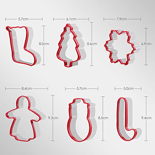 Fasaka Cookie Cutters Stainless Steel 6Pcs Christmas Cookie Cutter Set – Christmas Tree, Snowflake, Christmas Crutch, Snowman, Angel, Christmas Socks #TOP1