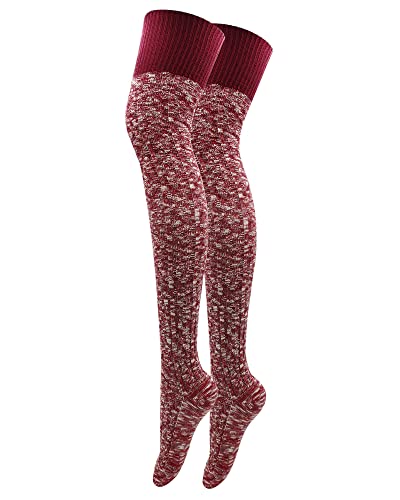 Image of Women's Thigh High Knitted Winter Boot Socks Vintage Extra Long Leg Warmer Over Knee High Stockings