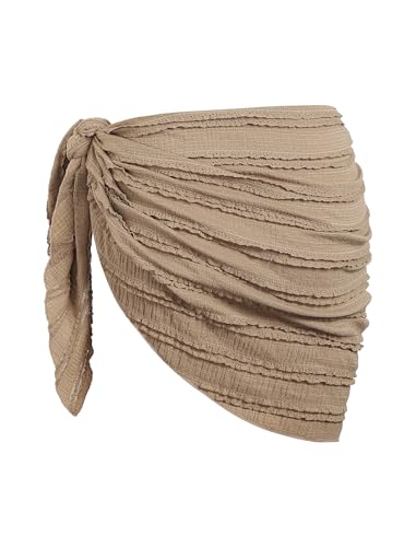 Image of ZAFUL Sarong Coverups for Women Beach Vacation Fishnet See Thru Tie Side Bathing Suit Cover Up Mini Skirt