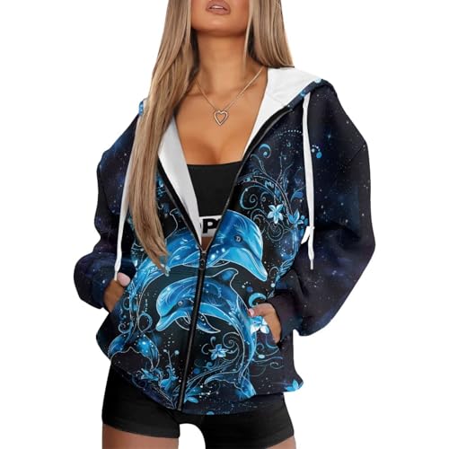 Kathyboom Womens Zip Up Hoodies Long Sleeve Sweatshirts Fall Outf...