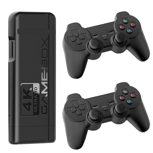ワイヤレスレトロゲームコンソール、20,000以上のクラシックゲーム内蔵、4KゲームスティックHDMI TV出力、プラグアンドプレイ、デュアル2.4Gワイヤレスコントローラー9エミュレータ
