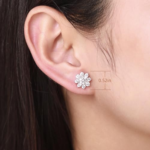 D Color Flower Moissanite Stud Earrings,S925 Sterling Silver With 18K White Gold Plated,Moissanite Jewelry Gifts For Women And Men2