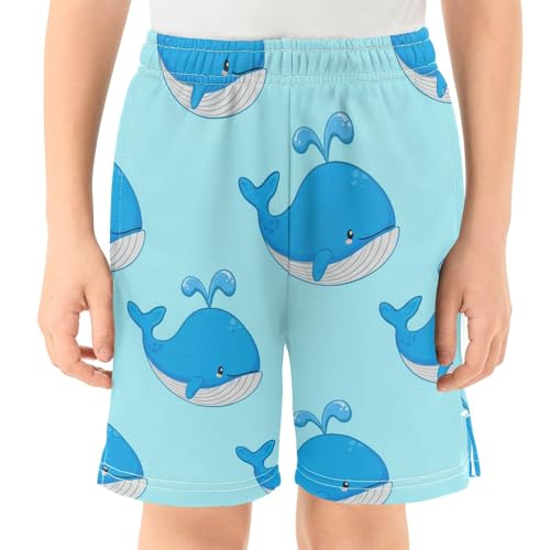 J JOYSAY Cartoon Cute Whale Boys Athletic Shorts Kids Youth Casual Shotrs with Pockets Elastic Waistband2