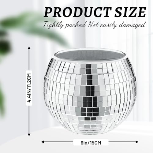 Image of Mirrored Disco Ball Planter,2 Pcs Disco Ball Vase,4.4 x 6 Inch