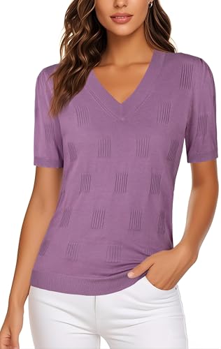 Image of Ninedaily Women's Tops Short Sleeve Sweater Knit T-Shirts Dressy Casual Blouses