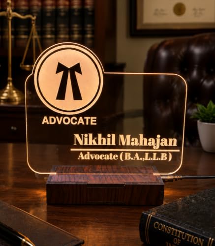 Image of PRINTKART Advocate Name and Designation, Personalised LED Advocate Name Gifts, 3D Illusion Lamp Gift for Advocate, Laser Cut, (Material:- Acrylic Transparent, (Size:- 6 x 4 Inches) (Advocate-1)