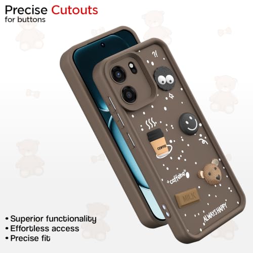 Image of Pikkme Back Cover for OnePlus Nord CE 6 5G | 3D Bear Silicone Cute & Fun Coffee Cartoon | Full Body Protection Bumper Case (Brown)