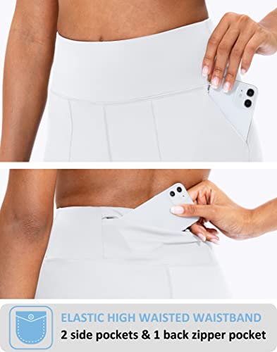Image of SANTINY Bermuda Shorts for Women with Zipper Pocket Womens High Waisted Long Shorts for Running Workout Athletic