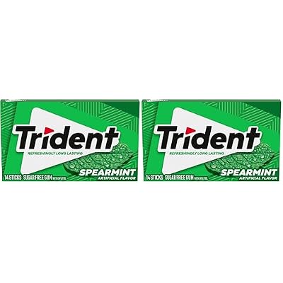 Trident Spearmint Sugar Free Gum ، 14 قطعة ( عبوة 2 )