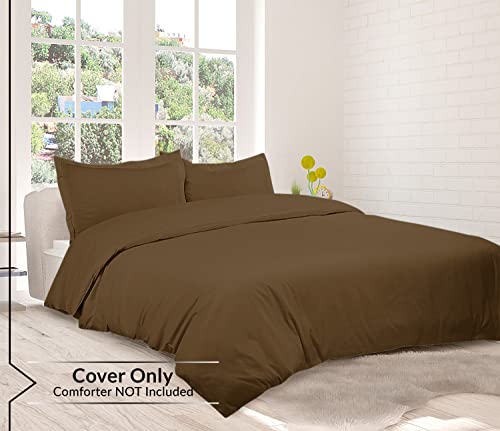 Image of ROYALE LINENS Chocolate Duvet Cover Full Size - 3 Piece Bedding Comforter Covers - Zipper Closure - 1 Full Duvet Cover 80x90 inches and 2 Pillow Shams - No Comforter Included