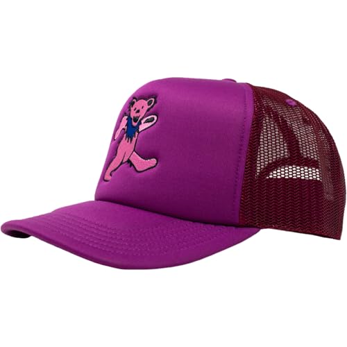 Image of Ripple Junction Grateful Dead Snap Back Structured Trucker Hat Embroidered Dancing Bear Steal Your Face Officially Licensed