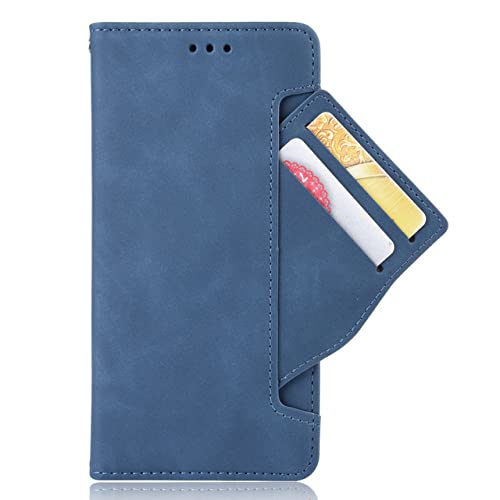 Étui magnétique avec fente stylo pour Samsung Z Fold 4 et 3, sac de téléphone bleu à rabat