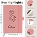 Personalized Leather Journal Notebook with Birth Flowers & Initials Name, Custom Journaling for Women, Personalized Gift for Mom Daughter Women Colleague Birthday Anniversary Christmas