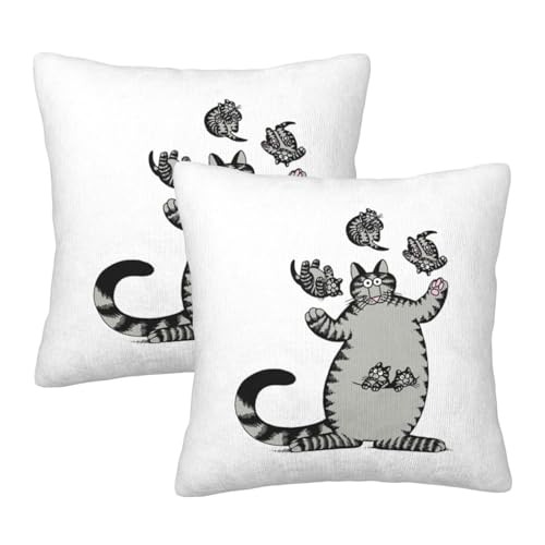 枕カバー クリバンキャット 悪い猫 漫画 クッションカバー 2枚セット 座布団カバー まくらカバー おしゃれ 可愛い ソファ背当て 抱き枕 インテリア飾り オフィス 部屋飾り 四季通用 50X50cm