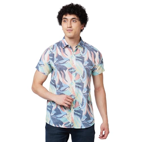 Image of Spykar Cotton Printed Half Sleeve Regular Fit Shirt for Men