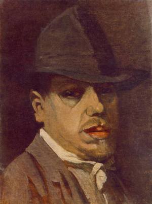 Peinture à l'huile de Janos Nagy Balogh : Self-Portrait 1910, reproduction sur toile 36x48 pouces