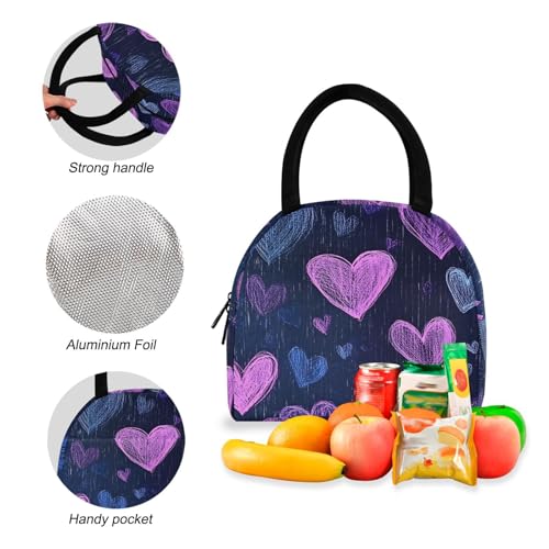 Backpack Lunch Box Set Large Capacity Travel Backpacks and Insulated Lunch Bag for Commute Hiking Picnic Heart Doodle Print4