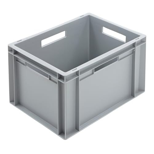 BiGDUG Euro Stacking Boxes - Heavy Duty Euro Containers Storage Box - Stackable Warehouse Crates (x8 Grey 230h x 300w x 400d mm)