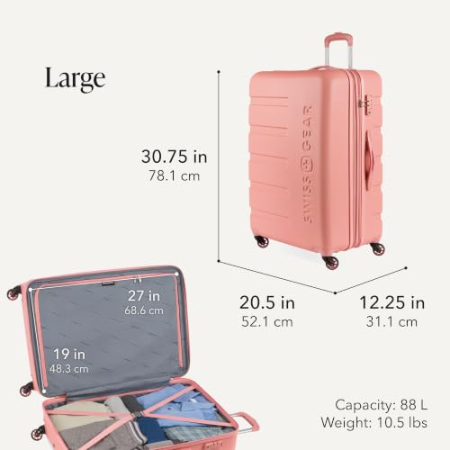 Image of SwissGear 7366 Hardside Expandable Luggage with Spinner Wheels, Coral Almond, 3-Piece Set (19 /23 /27), 7366 Hardside Expandable Luggage With Spinner Wheels