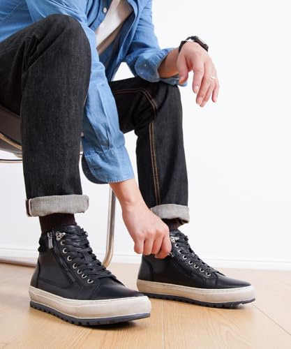 Jousen Mens Casual Shoes Premium Leather Side Zipper High Top Boots Fashion Sneakers for Men3