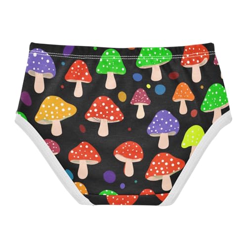 Whimsical Colorful Mushrooms Black Panties for Girl Toddler Girls Underwear Cotton Fancy Underpants Briefs 2t2