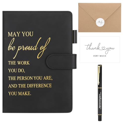 Candcamp Personalised Inspirational Notebook and Pen Set-Executive Leather Employee Appreciation Gift New Job or Leaving Present for Colleagues Teachers Volunteers (Men&Women)