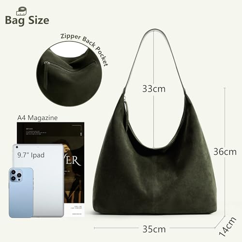 Image of KALIDI Casual Tote Bag Vegan Leather Hobo Zipper Work Bag Weekender Shoulder for Women Shoulder Travel Purse