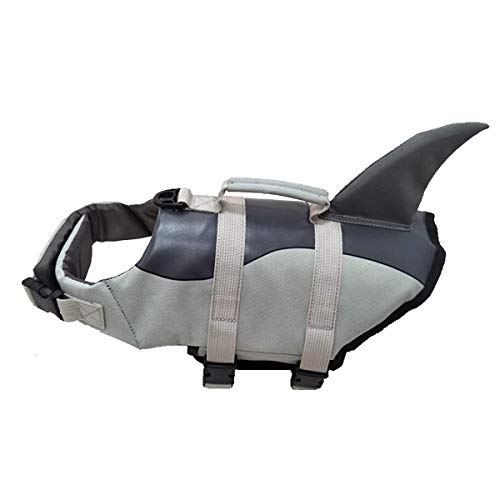Vohoney Pet Life Jacket Chaleco salvavidas para perro, chaleco reflectante de talla ajustable para natación, surf, barco de caza (L, gris chaleco salvavidas para perro)