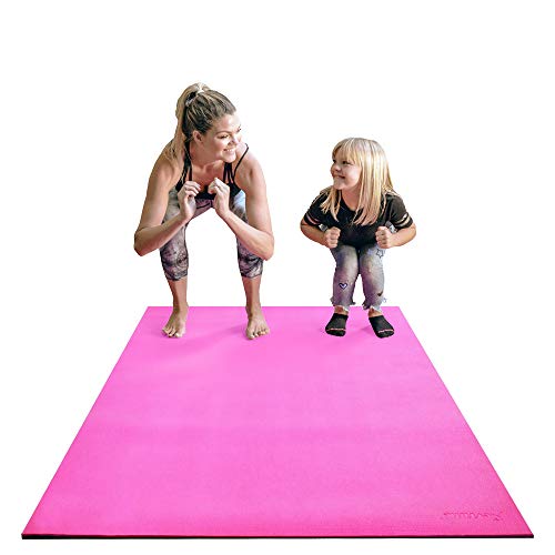 RevTime Large Exercise Mat 7' x 4' (84" x 48" x 1/4") 6 mm Thick, Extremely Durable, High-Density, Non-Slip Gym Mat for Crossfit, Zumba, HIIT, and Yoga Workouts, Pink/Blue - Thumbnail 6