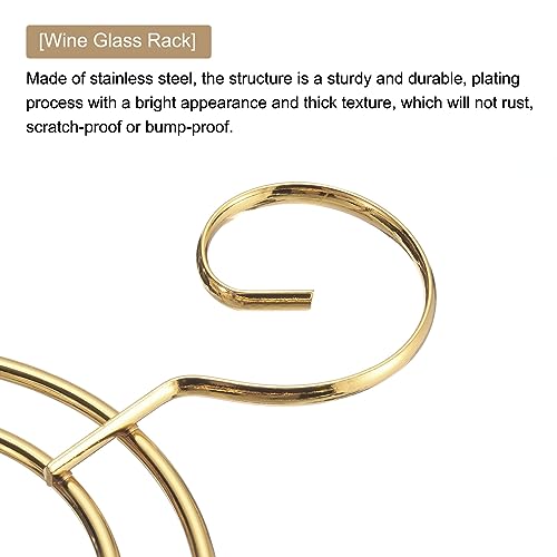 uxcell Countertop Wine Glass Holder, Freestanding Wine Glass Rack with 6 Hooks, Metal Stemware Holder Stand for Bar, Kitchen Home Storage (Gold 265x230mm) by uxcell - Image 4