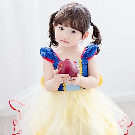 Amazon 白雪姫 ドレス 子供 コスチューム コスプレ衣装 プリンセス ミニドレス ハロウィン キッズ 女の子 100cm キッズコスチューム おもちゃ