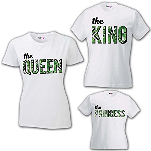 Tris Famiglia T-Shirt Adulti e Bambino Linea Family Femminuccia Jungle Family Bianche Uomo S - Donna S - Bimbo 1-2 Anni