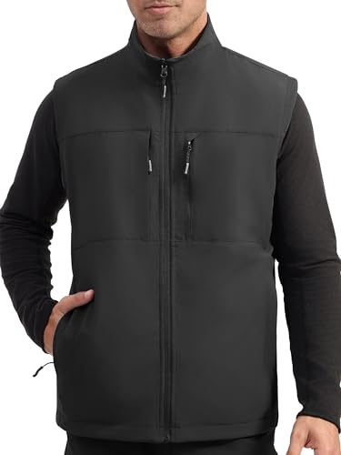 FREE SOLDIER Mens Winter Vest Outerwear Warm Fleece Lined Windproof Reversible Softshell Sleeveless Jacket for Work Hiking