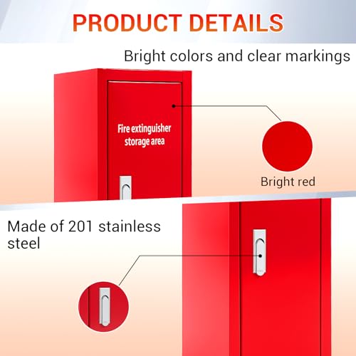 Image of MorningRo Fire Extinguisher Cabinet, Wall & Surface Mount Steel Cabinet, Heavy Duty Fire Extinguisher Holder, 201 Stainless Steel Wall Mounted, Red, Fits 5-10 lb Extinguishers