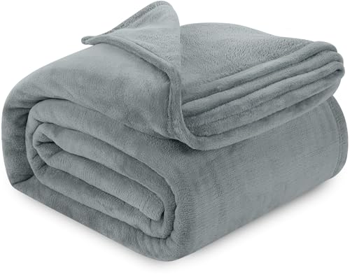 Utopia Bedding Cool Grey Fleece Blanket King Size Lightweight Fuzzy Soft Anti-Static Microfiber Bed...