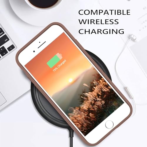 Image of VONZEE Liquid Silicone Case with Microfiber Coushioning Compatible for iPhone 6 Shockproof Slim Back Cover, Gel Rubber Full Body Protection - Brown