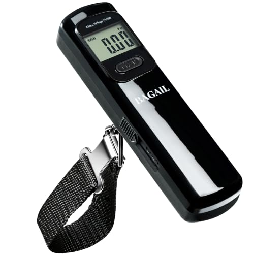 Image of BAGAIL Digital Luggage Scale, 110lbs Hanging Baggage Scale with Backlit LCD Display, Portable Suitcase Weighing Scale, Travel Luggage Weight Scale with Hook, Strong Straps for Travelers