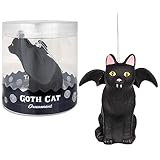 Fang-Tastic Christmas and Halloween Seasonal Home Decor: Hand-Blown Glass Bat Black Cat Ornament - A Spooky Twist to Your Festive Tree
