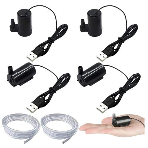 4 pièces Pompe Eau Submersible, Mini Pompe Aquarium, Pompe d'aquarium, Mini Pompe de Circulation, Mini pompe à eau, Mini pompe submersible - 2,5-6 V, convient aux petits aquariums et fontaines
