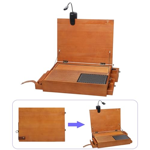 Table de travail portable pour maquettes avec éclairage et accessoires intégrés