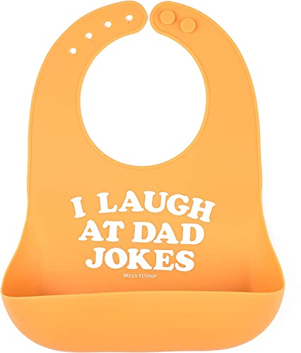 Image of Bella Tunno Wonder Bib - Adjustable Silicone Baby Bibs for Girls & Boys, Durable and Waterproof BPA Free Silicone, I Laugh at Dad Jokes