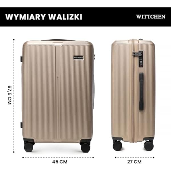 Чемодан WITTCHEN Stripes Line Medium Travel luggage ABS hard case 4 двойных колеса Телескопическая ручка Шифровой замок Золото