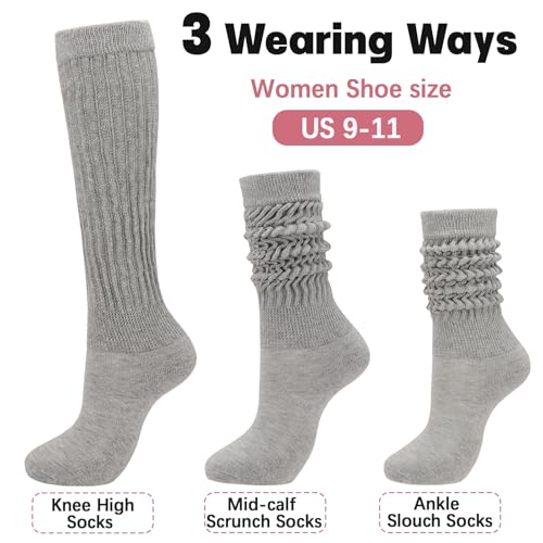 Image of Forwe 3 Pairs Slouch Socks for Women Size 9-11 Soft Extra Long Scrunch Knee High Boot Socks