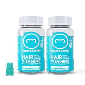 SugarbearPro Hair Vegan Vitamin Gummies for Luscious Hair with Biotin, Vitamin E, B12, Iodine, Folic Acid, Inositol, Coconut Oil – Hair and Nails Supplement for Women & Men (2 Month + Nail File)