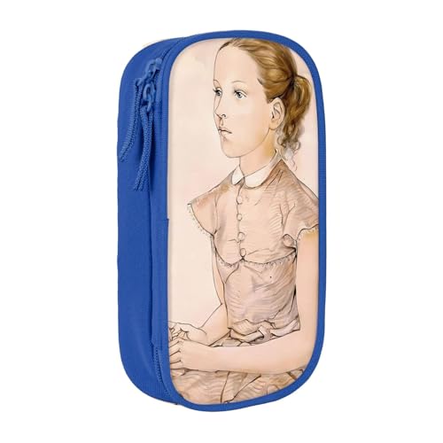 藤田嗣治有名絵画の複製「小さな女の子」ペンケース 文具 ファッション 収納 筆袋 多功能 中の高校生 軽い量 男女通用 鉛筆の箱 学生 児童 誕生日 入学 贈り物 包 収納包 Blue