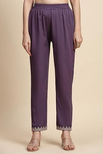 Image of TRENDMALLS Women's Silk Blend Embroidery Sequence Work Anarkali Kurta Pant Set with Dupatta For Women