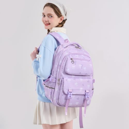 Joyfulife 3Pcs Bow Backpack for Girls Backpack with Lunch Box Cute Teen Kids Bookbags Set Elementary Kindergarten Preschool middle School Bags for girls - image 2